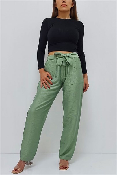 Önden Bağlamalı Pantolon Yeşil