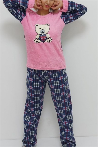 Panda Desenli Pijama Takımı Pembe